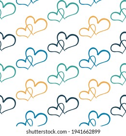 Cute heart seamless pattern on white background. Cute seamless pattern. Vector illustration.