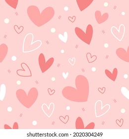 Cute heart seamless pattern in pink tone color for Valentine Sweetest day