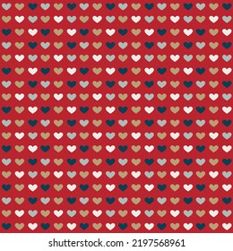 Cute heart seamless pattern vector on red background, christmas wallpaper, digital paper used for computer graphic, craft card, gift wrapping paper and more