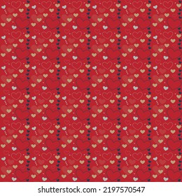 Cute heart seamless pattern vector on red background, christmas wallpaper, digital paper used for computer graphic, craft card, gift wrapping paper and more