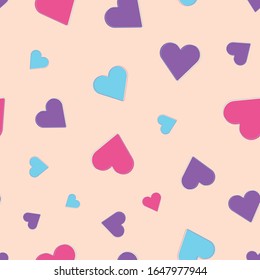 Cute heart seamless vector repeat pattern, great for valentine's day, packaging, little girls, children's nursery, cards and fabric. 