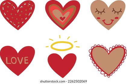 Cute heart set. Love symbols. Romantic signs