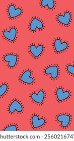 Cute heart shape in doodle style pattern
