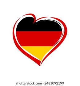 Cute heart shape with German state flag and clipping mask. Badge template. Public holiday symbol. Trendy design. Outline sign and flag background. Award concept. Sport symbol. Web icon. Travel emblem.