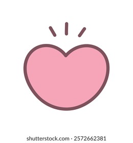 Cute heart shape icon. Abstract romantic emoji symbol. Kawaii St. Valentine day sticker. Hand drawn illustration isolated on a white background. Vector 10 EPS.