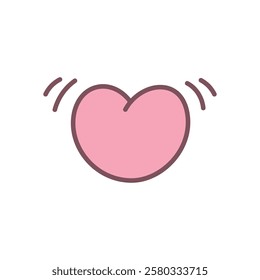 Cute heart shape icon. Abstract romantic emoji symbol. Kawaii St. Valentine day sticker. Hand drawn illustration isolated on a white background. Vector 10 EPS.