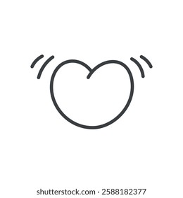 Cute heart shape icon. Abstract romantic emoji symbol. Kawaii St. Valentine day sticker. Hand drawn monochrome illustration isolated on a white background. Vector 10 EPS.