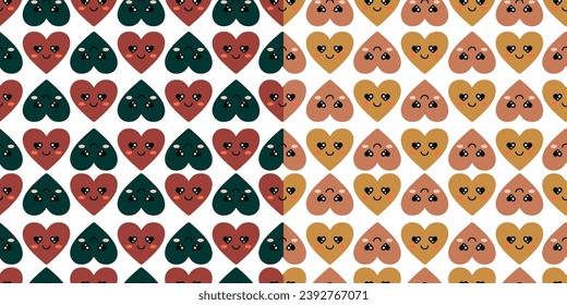 Cute heart shape seamless pattern, love cartoon background