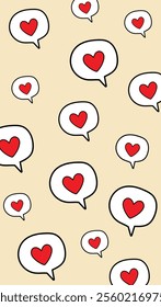 Cute heart shape in speech bubble pattern