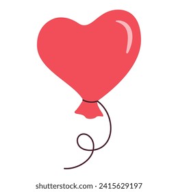 Cute Heart Shaped balloon. Simple Hand Drawn Vector Illustration Perfect For Poster, Card, Invitation, Tshirt Print, Playroom Wall Hanging Or Valentines Day Greeting Card. Vector illustration