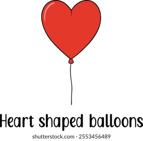 Cute Heart shaped balloons vector cartoon illustration for  Valentine's Day