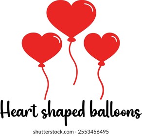 Cute Heart shaped balloons vector cartoon illustration for  Valentine's Day