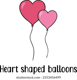 Cute Heart shaped balloons vector cartoon illustration for  Valentine's Day