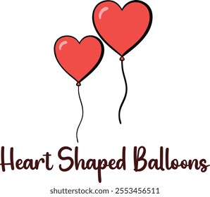 Cute Heart shaped balloons vector cartoon illustration for  Valentine's Day