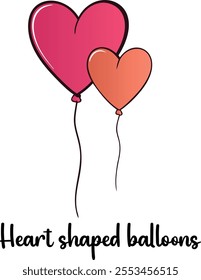 Cute Heart shaped balloons vector cartoon illustration for  Valentine's Day