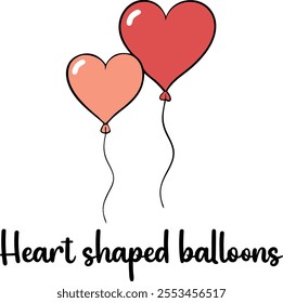 Cute Heart shaped balloons vector cartoon illustration for  Valentine's Day
