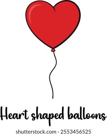 Cute Heart shaped balloons vector cartoon illustration for  Valentine's Day