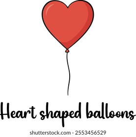 Cute Heart shaped balloons vector cartoon illustration for  Valentine's Day