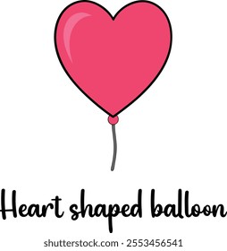 Cute Heart shaped balloons vector cartoon illustration for  Valentine's Day