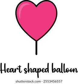 Cute Heart shaped balloons vector cartoon illustration for  Valentine's Day