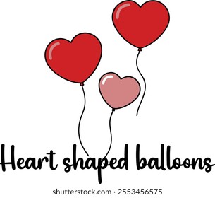 Cute Heart shaped balloons vector cartoon illustration for  Valentine's Day