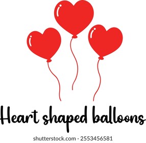 Cute Heart shaped balloons vector cartoon illustration for  Valentine's Day