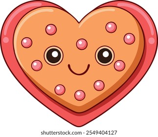 Cute Heart shaped cookies vector cartoon illustration for  Valentine's Day