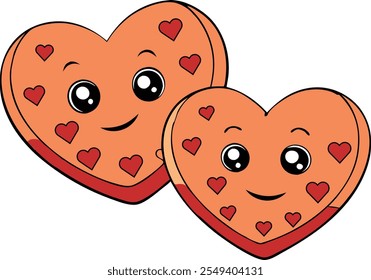 Cute Heart shaped cookies vector cartoon illustration for  Valentine's Day