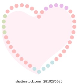 Cute heart shaped frame decorated with colorful dots. Perfect for greeting cards, invitations, scrapbook projects, romantic designs, and celebrations.