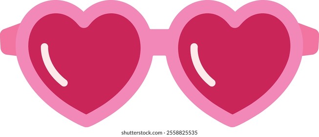 Cute heart shaped glasses flat vector illustration.
Valentine's Day icon.
Transparent background.