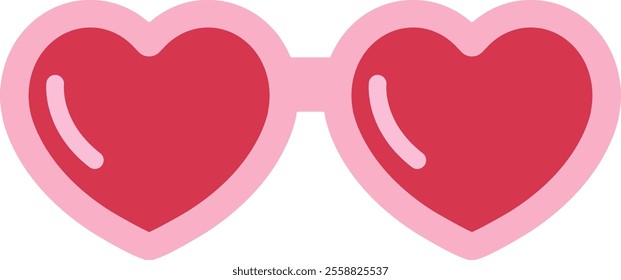 Cute heart shaped glasses flat vector illustration.
Valentine's Day icon.
Transparent background.