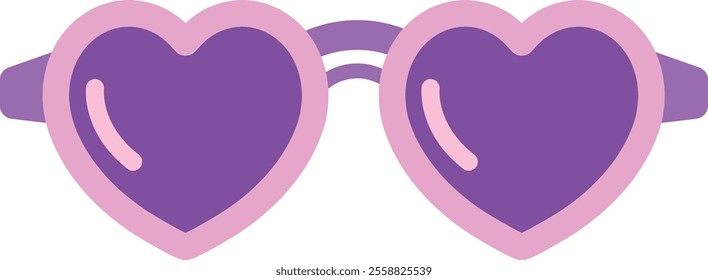 Cute heart shaped glasses flat vector illustration.
Valentine's Day icon.
Transparent background.