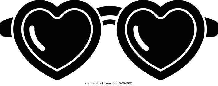 Cute heart shaped glasses silhouette.
Isolated Valentine's Day icon.
Transparent background.