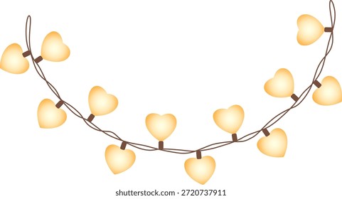 Lindo corazón en forma de cadena de luces Ilustración para el día de San Valentín acogedor y decoración de fiesta