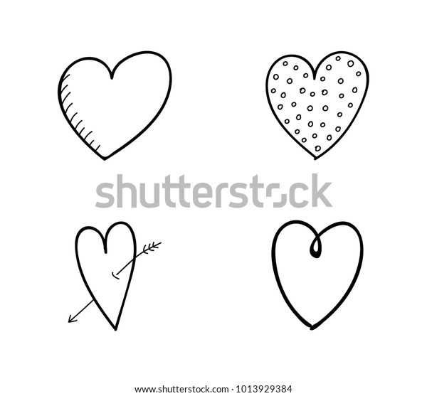 Cute Heart Sketches Collection Valentines Day Stock Vector (Royalty ...