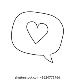 cute heart in speech bubble isolated icon vector illustration design