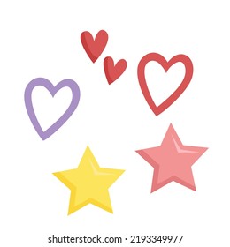 Cute Heart and Star Decoration Illustration Vector