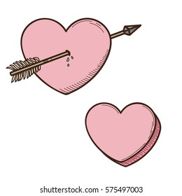 Cute heart sticker with arrow. Vector illustration