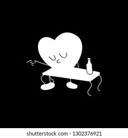 Cute heart sticker illustration - vector white