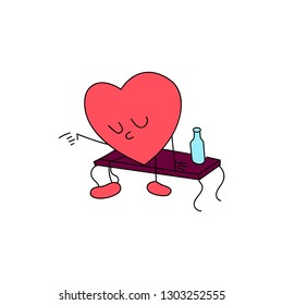 Cute heart sticker illustration - vector