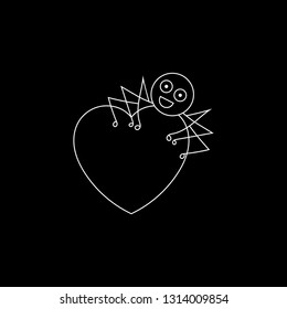 Cute heart sticker illustration - vector