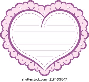  cute heart sticky note frame letter with pastel coloring for writing