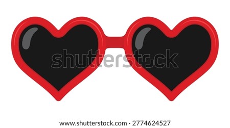 Cute heart sunglasses isolated on white background.