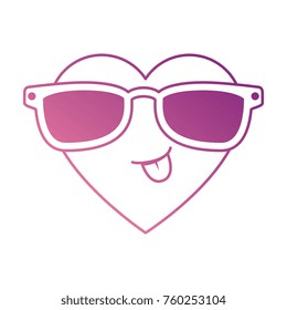 cute heart with sunglasses kawaii character