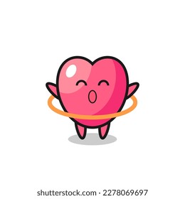 cute heart symbol cartoon is playing hula hoop , cute style design for t shirt, sticker, logo element