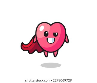 the cute heart symbol character as a flying superhero , cute style design for t shirt, sticker, logo element