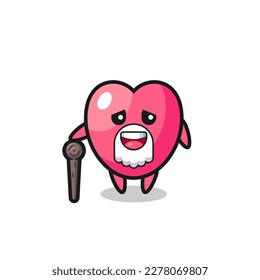 cute heart symbol grandpa is holding a stick , cute style design for t shirt, sticker, logo element