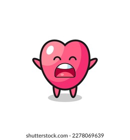 cute heart symbol mascot with a yawn expression , cute style design for t shirt, sticker, logo element