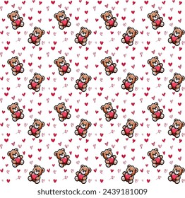 lindo corazón y oso de peluche impresión digital regalo papel envuelto y patrón de amor