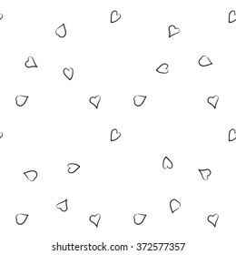 Cute heart Valentine doodle set.Vector hand drawn illustration.Coloring book, greeting card, tattoo.Seamless pattern.